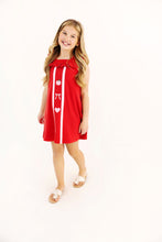 Load image into Gallery viewer, Darla Dress - Richmond Red w/ Hamptons Hot Pink - Apples & Bow Embroidery