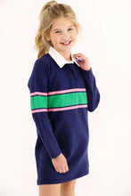 Load image into Gallery viewer, Rollins Rugby Dress - Nantucket Navy w/ White & Hamptons Hot Pink