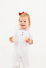 Load image into Gallery viewer, Britt Romper - White w/ Richmond Red - Holly Embroidery - Long Sleeve