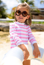 Load image into Gallery viewer, Winnie's Wave Spotter Swim Shirt - Hot Pink Caicos Cabana Stripe - UPF - Keyhole