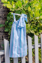 Load image into Gallery viewer, Maebelle Bow Dress - Belhaven Blue Ticking Stripe - Woven