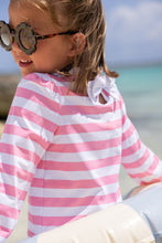 Load image into Gallery viewer, Winnie's Wave Spotter Swim Shirt - Hot Pink Caicos Cabana Stripe - UPF - Keyhole