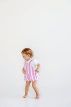 Load image into Gallery viewer, Channing Choo Choo Bubble or Overalls - Hamptons Hot Pink Stripe