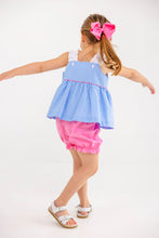 Load image into Gallery viewer, Babs Bloomer Set - Sunrise Blvd Blue Mini Gingham w/ Hamptons Hot Pink