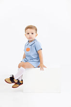 Load image into Gallery viewer, John Hall Jon Jon - Barrington Blue w/ Pumpkin Embroidery - Short Sleeve - Broadcloth