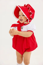 Load image into Gallery viewer, Cindy Lou Sash Bubble - White w/ Richmond Red - Christmas Tree Embroidery - Broadcloth