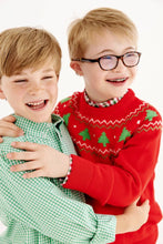 Load image into Gallery viewer, Isaac's Sweater - Richmond Red w/ Christmas Trees - Fairisle