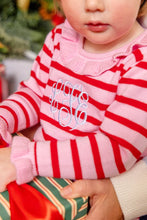 Load image into Gallery viewer, Reece Ruffle Romper - Richmond Red & Pier Party Pink Stripe