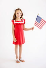 Load image into Gallery viewer, Darla Dress - Richmond Red w/ Worth Ave White
