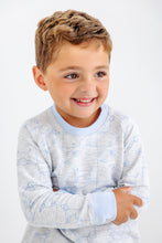 Load image into Gallery viewer, Cassidy Comfy Crewneck - Puppy Puzzle w/ Beale Street Blue - French Terry
