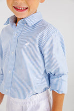 Load image into Gallery viewer, Dean's List Dress Shirt - Barrington Blue Tally Ticking Stripe