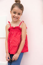 Load image into Gallery viewer, Lainey's Little Top - Richmond Red w/ Worth Ave White Dallas Dot