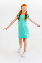 Load image into Gallery viewer, Ruehling Ruffle Dress - Turks Teal - Pima
