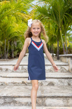 Load image into Gallery viewer, Prepletic™ Little Miss Tennis Dress - Nantucket Navy w/ Richmond Red & White