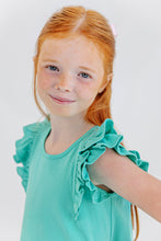 Load image into Gallery viewer, Ruehling Ruffle Dress - Turks Teal - Pima