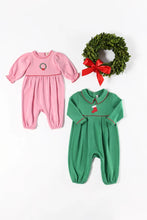 Load image into Gallery viewer, Bradford Romper - Kiawah Kelly Green w/ Richmond Red - Stocking - Long Sleeve