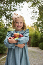 Load image into Gallery viewer, Daphne Dress - Grier Green Herringbone w/ Nantucket Navy Smocking - Long Sleeve