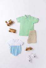Load image into Gallery viewer, Prim & Proper Polo - Grace Bay Green w/ Worth Ave White & Sunrise Blue Tab