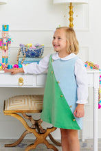 Load image into Gallery viewer, Blake Button Dress - Barrington Blue & Kiawah Kelly Green - Corduroy