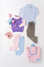 Load image into Gallery viewer, Prim & Proper Polo - Beale Street Blue w/ Palm Beach Pink & White Stripes - Long Sleeve