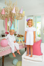 Load image into Gallery viewer, Cindy Lou Sash Dress - Worth Ave White w/ Multicolor Ric Rac
