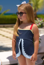Load image into Gallery viewer, Stratford Scallop Swimsuit - Nantucket Navy w/ Red, Blue, Yellow