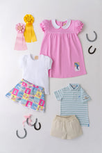 Load image into Gallery viewer, Holly Day Dress - Pier Party Pink w/ White - Horse Appliqué - Derby