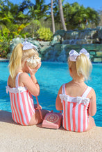 Load image into Gallery viewer, Shannon Bow Bathing Suit - Caicos Cabana Stripe (Parrot Cay Coral)