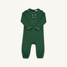 Load image into Gallery viewer, Benny Button Romper - Grier Green w/ Palmetto Pearl - Long Sleeve