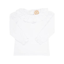 Load image into Gallery viewer, Ramona Ruffle Collar Shirt - Worth Ave White - Long Sleeve