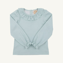 Load image into Gallery viewer, Ramona Ruffle Collar Shirt - Old Greenwich Green Microdot - Long Sleeve