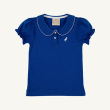 Load image into Gallery viewer, Maude's Peter Pan Collar Polo - Rockefeller Royal w/ Worth Ave White - Puff Sleeve