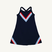 Load image into Gallery viewer, Prepletic™ Little Miss Tennis Dress - Nantucket Navy w/ Richmond Red & White