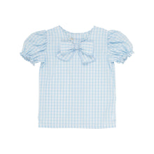 Load image into Gallery viewer, Beatrice Bow Blouse - Buckhead Blue Gingham - Short Sleeve