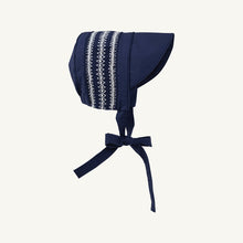 Load image into Gallery viewer, Sweetly Smocked Bonnet - Nantucket Navy w/ Worth Ave White
