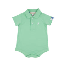 Load image into Gallery viewer, Prim & Proper Polo - Grace Bay Green w/ Worth Ave White & Sunrise Blue Tab