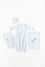 Load image into Gallery viewer, Burp Me Bib - Sir Proper's Sweet Arrival w/ Beale Street Blue