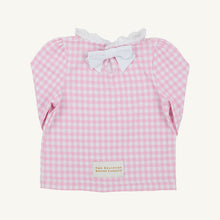 Load image into Gallery viewer, Winnie's Wave Spotter Swim Shirt - Pink Greenbrier Gingham w/ Worth Ave White - Keyhole - UPF