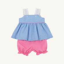 Load image into Gallery viewer, Babs Bloomer Set - Sunrise Blvd Blue Mini Gingham w/ Hamptons Hot Pink