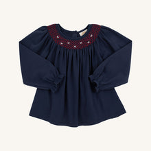 Load image into Gallery viewer, Bettye Bow Smocked Top - Nantucket Navy w/ Richmond Red and White - Pima