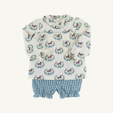 Load image into Gallery viewer, Bon Air Bloomer Set - Highland Horses w/ Barnsley Blue Gingham