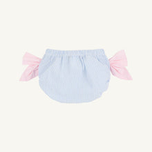 Load image into Gallery viewer, Bow Bottom Bloomer - Breakers Blue Seersucker w/ Palm Beach Pink