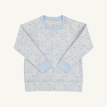 Load image into Gallery viewer, Cassidy Comfy Crewneck - Puppy Puzzle w/ Beale Street Blue - French Terry