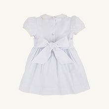 Load image into Gallery viewer, Cindy Lou Sash Dress - Worth Ave White w/ Multicolor Ric Rac
