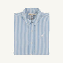 Load image into Gallery viewer, Dean's List Dress Shirt - Barrington Blue Tally Ticking Stripe