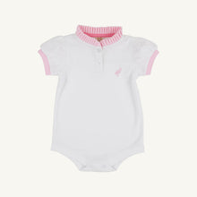 Load image into Gallery viewer, Little Miss Prim & Proper Polo - Worth Ave White w/ Palm Beach Pink