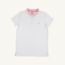 Load image into Gallery viewer, Little Miss Prim & Proper Polo - Worth Ave White w/ Palm Beach Pink