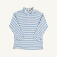 Load image into Gallery viewer, Prim & Proper Polo - Barrington Blue Stripe w/ Keeneland Khaki - Long Sleeve