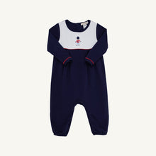 Load image into Gallery viewer, Bradford Romper - Nantucket Navy w/ White & Richmond Red - Soldier - Long Sleeve