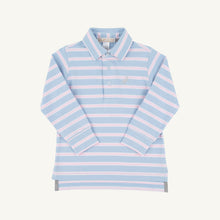 Load image into Gallery viewer, Prim & Proper Polo - Beale Street Blue w/ Palm Beach Pink & White Stripes - Long Sleeve